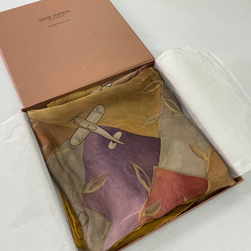 Louis Vuitton Monogram Airplane Print Silk Scarf